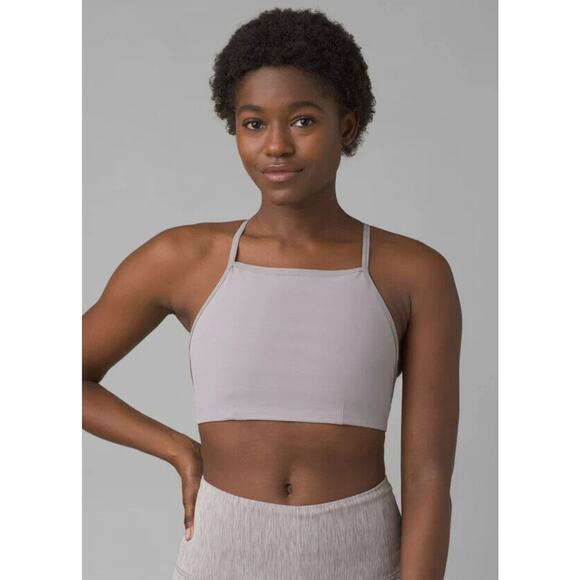 PRANA Womens Size Medium Epivine Sports Bra Gray Space Dye Racerback Long Line - Picture 1 of 7